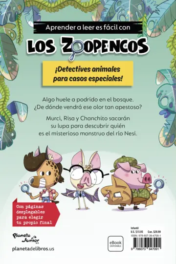 Contraportada Aprender a leer con... Los Detectives Zoopencos 1. El monstruo del río Nesi (Spa