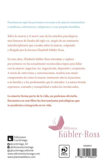 Contraportada Sobre la muerte y el morir (Edición mexicana)