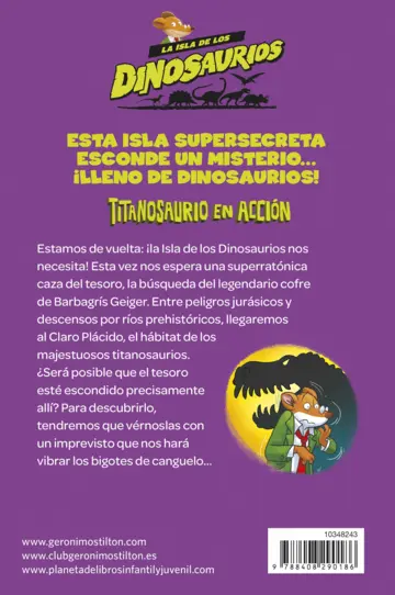 Contraportada La isla de los dinosaurios 4. Titanosaurio en acción