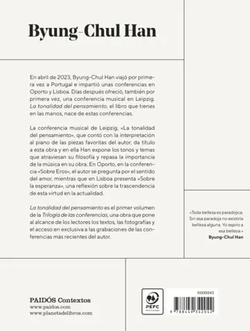 Contraportada La tonalidad del pensamiento
