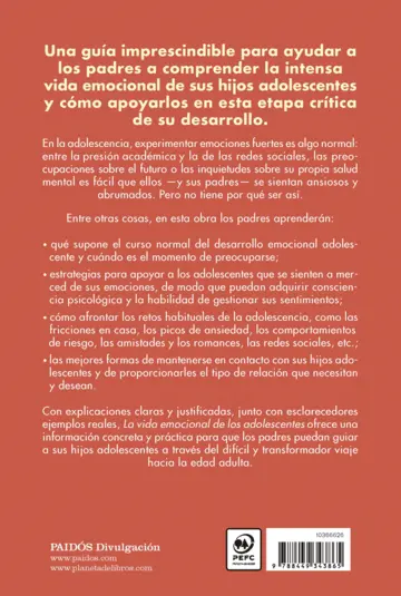 Contraportada La vida emocional de los adolescentes