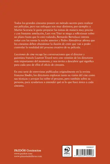 Contraportada Lecciones de cine