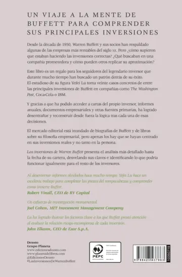 Contraportada Las inversiones de Warren Buffett (Edición mexicana)