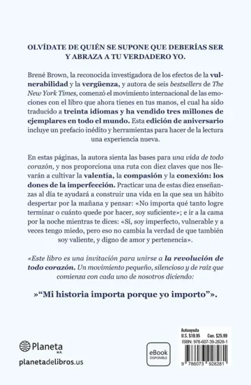 Contraportada Los dones de la imperfección (Spanish Edition)