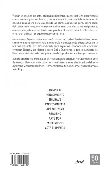 Contraportada 50 cosas que hay que saber sobre arte