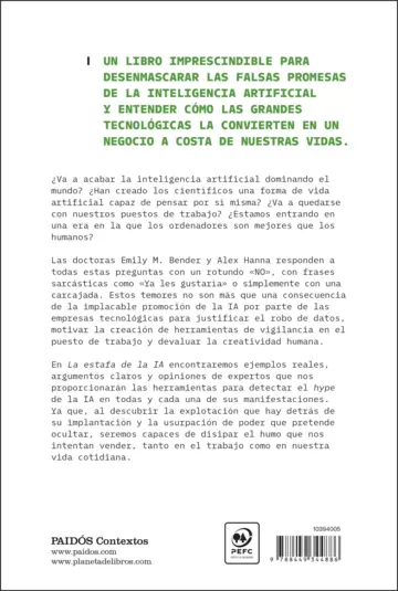 Contraportada La estafa de la IA