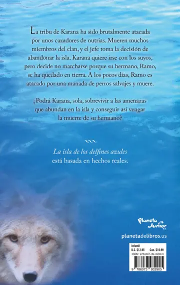 Contraportada La isla de los delfines azules (Spanish Edition)
