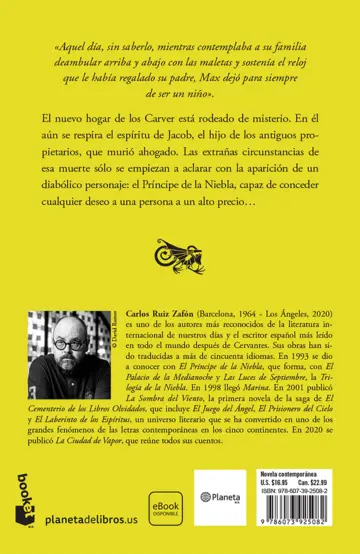 Contraportada El Príncipe de la Niebla (Spanish Edition)