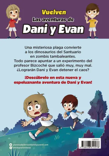 Contraportada Las aventuras de Dani y Evan 14. Invasión dinozombi