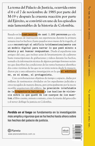 Contraportada Perdida en el fuego. La toma del palacio minuto a minuto