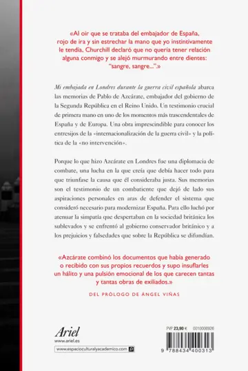 Contraportada Mi embajada en Londres durante la guerra civil española