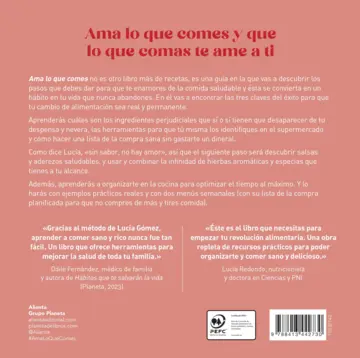Contraportada Ama lo que comes