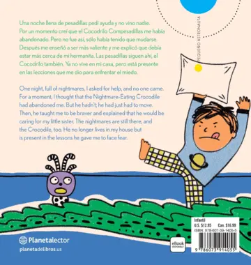 Contraportada Cocodrilo Comepesadillas (Nightmare-Eating Crocodile) Ed. Bilingüe