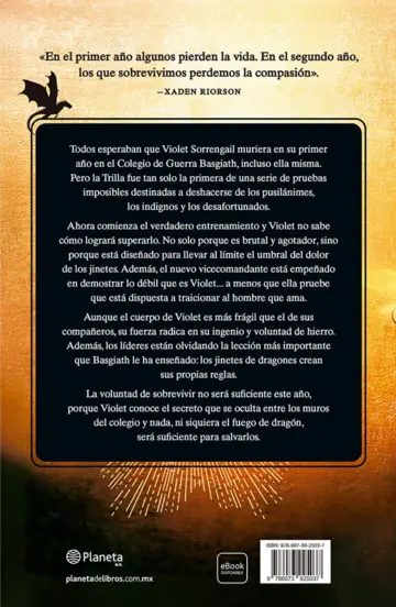 Contraportada Alas de hierro (Empíreo 2)