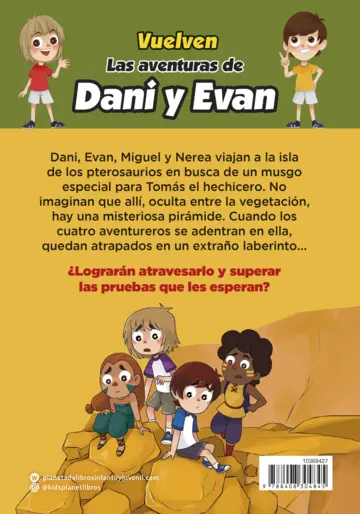 Contraportada Las aventuras de Dani y Evan 12. El laberinto del dinotauro