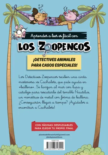 Contraportada Aprender a leer con... Los Detectives Zoopencos. Letra ligada 1. Aventura zoobma