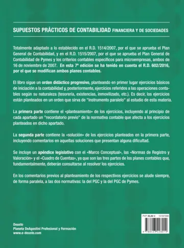 Contraportada Supuestos prácticos de contabilidad financiera y de sociedades