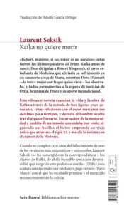 Miniatura contraportada Kafka no quiere morir (Edición mexicana)