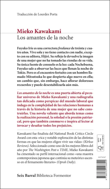 Contraportada Los amantes de la noche