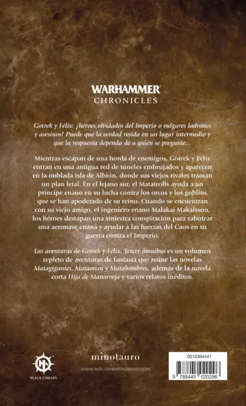 Contraportada Las aventuras de Gotrek y Félix Omnibus nº 03/06 (NE)