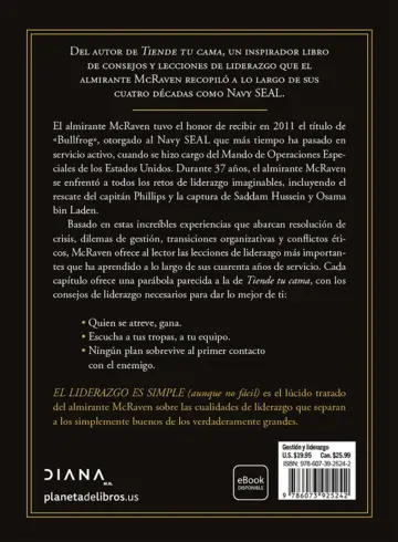 Contraportada El liderazgo es simple (aunque no fácil) Spanish Edition