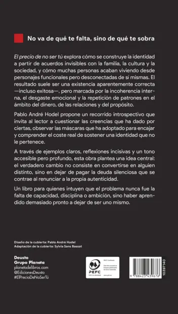 Contraportada El precio de no ser tú