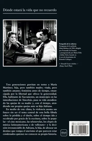 Contraportada ¿Dónde estará la vida que no recuerdo?