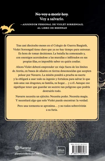 Contraportada TD. Alas de ónix (Empíreo 3)